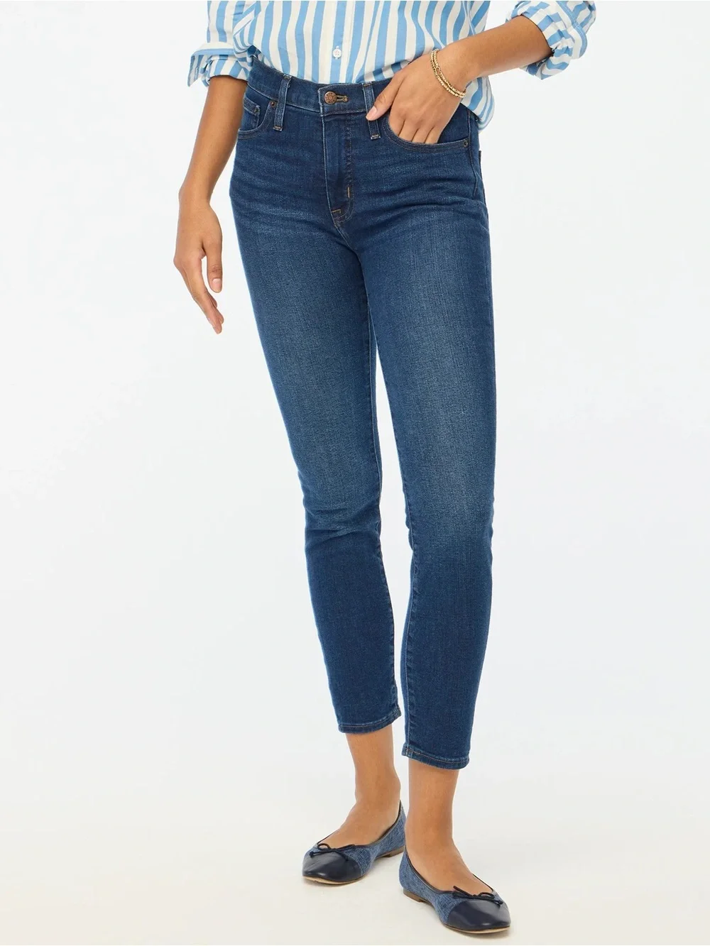 J. Crew Skinny High-Rise Jeans in Dark Blue Denim
